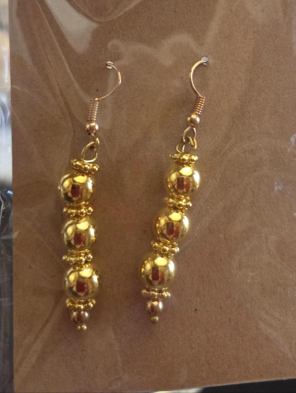 Gold Bead Drop Earrings